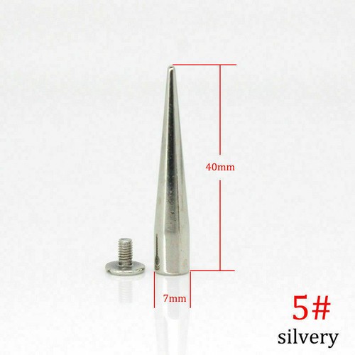 Leather Craft Long Bullet Cone Punk Rivet Solid Metal Screw Back Fix Spike Studs - Bild 13 von 26