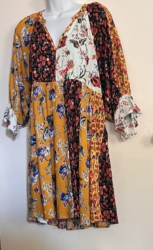 NWT UMGEE Dress Block Floral Boho Flirty Gypsy Swing Skirt Loose Fit M-L, NEW! - Picture 15 of 20