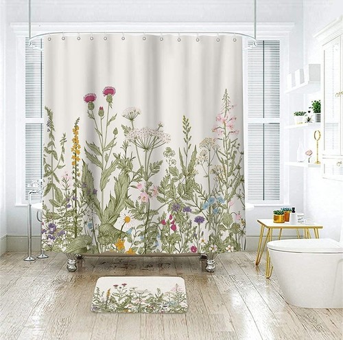 Wildflower Botanical Shower Curtain for Bathroom Decor 72Wx72H Inch Floral Fl... - Picture 3 of 7