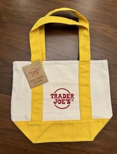 Trader Joe's - Mini Canvas Tote Bag - Yellow - Holiday 2025 - Limited Edition