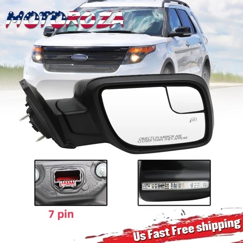 Passenger Side 7 PIN Mirror Signal Puddle Heated For 2011-2015 Ford Explorer