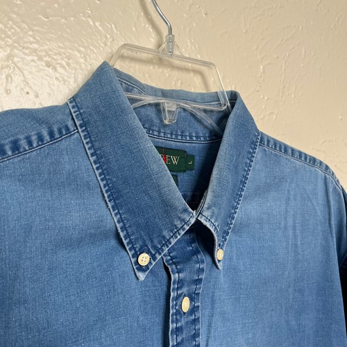 J Crew Shirt Mens L Blue Chambray Long Sleeve Vintage Hong Kong - Picture 7 of 14