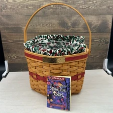 1997 Snowflake Longaberger Basket Holly Liner, Divided Protector Red Accents