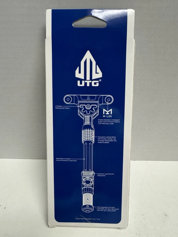 Bípode UTG Recon Flex II negro mate para guardamanos M LOK con diseño plegable Foto 2 de 4