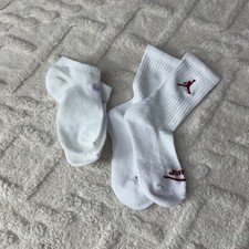 Nike And Jordan 2 Pair Of Socks Size 5-7 Years Girls Casual White With Logos New