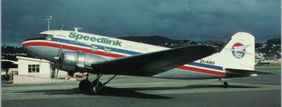 Postcard Wellington New Zealand Speedlink Parcels Douglas DC 3C ZK AWP