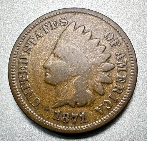 1871   INDIAN CENT   GOOD  KEY DATE  #2000