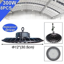 8 Pack 300W Bright Garage Lights Commercial Industrial Warehouse UFO Shop Led