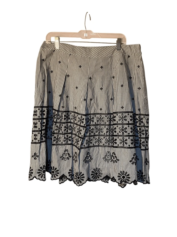 Falda Talbots Mujer Ojales Plisada Rayas Bordada Talla 14 Foto 3 de 4
