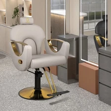 Barber Chair Reclining Salon Chair Hydraulic Styling Chair 360° Swivel Grey