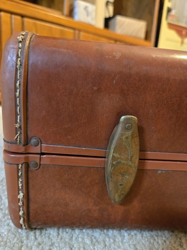 Samsonite 1950s Vintage Large Hard Shell Suitcase, Brown, 24”x17"x7 1/2" No Key - Bild 12 von 23