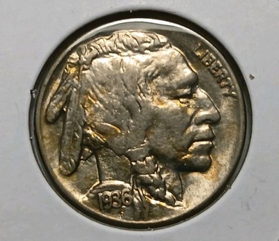1936p Buffalo Nickel ~ UNC TONED ~ Nice GOLDEN Color!!