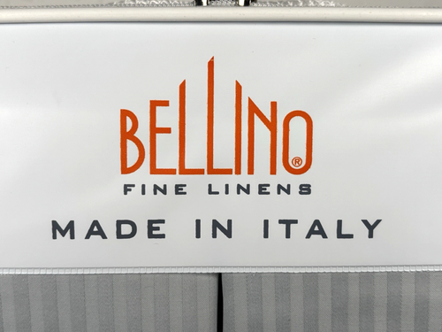 Bellino KING Stripe Sateen Sheet Set 100% Cotton Italy 300TC Gray Silver Sheen - Picture 14 of 14