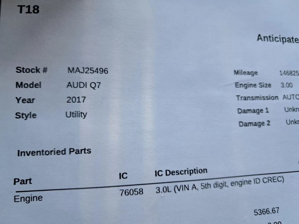 Driver Left Air Bag Front Driver Wheel Fits 17-19 AUDI Q7 4849963 Foto 3 de 4