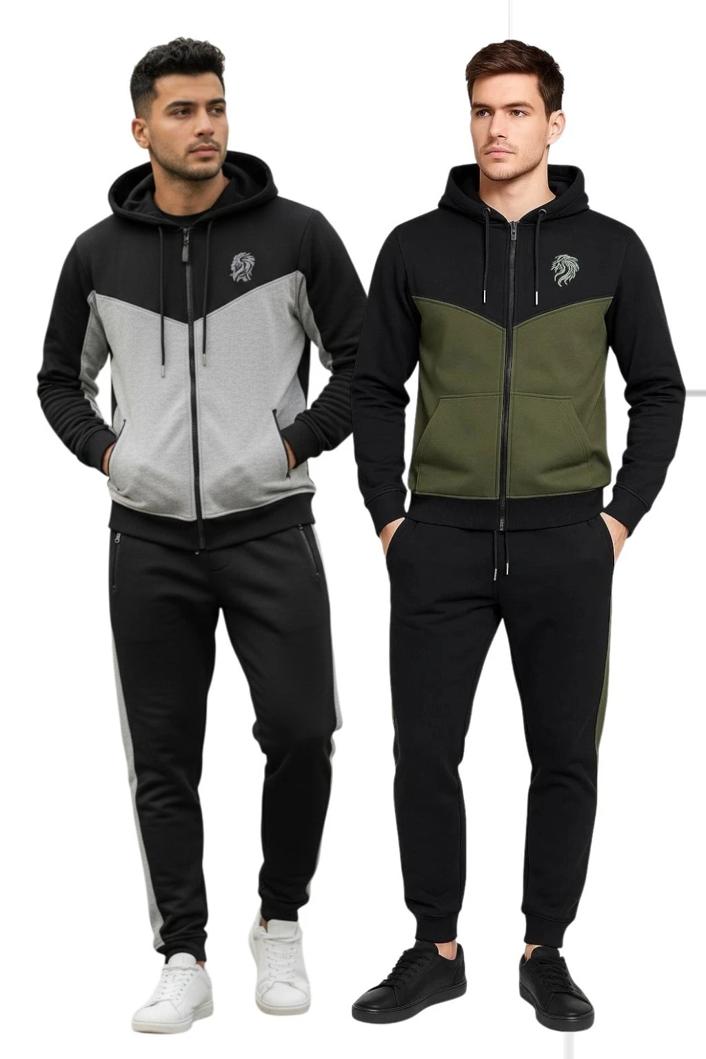 Men Tracksuit Set Zipper Fleece Hoodie Top Bottoms Joggers Gym Jogging Joss 06