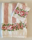 Laura Ashley Pink Country Roses Bath Towel Set Pink Stripe Floral Cottage 2pc