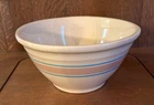 Vintage McCoy 10”  Mixing Bowl Pink & Blue Stripes Ovenware USA