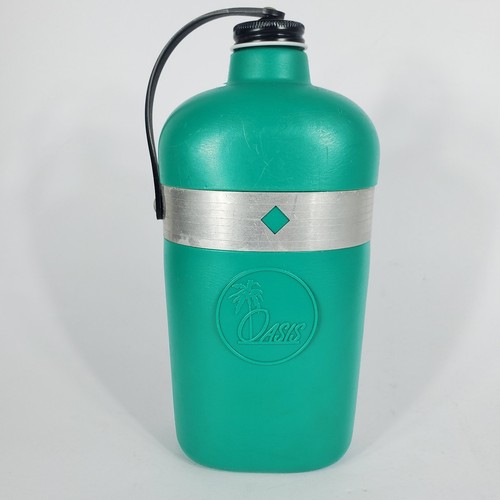 VTG Green Oasis Kwencher 1 Quart Canteen Belt Clip Water Bottle Lid w Strap Camp - Picture 3 of 9
