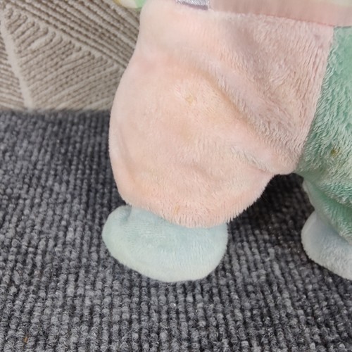 Eden Pastel Color Block Velour Teddy Bear Plush Baby Rattle 123 Vintage Toy 7" - Picture 7 of 15
