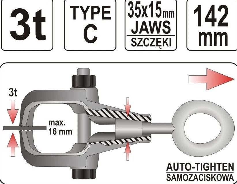 YATO Pince de carrossier YT-2543 142mm 2,250kg - Photo 2/4