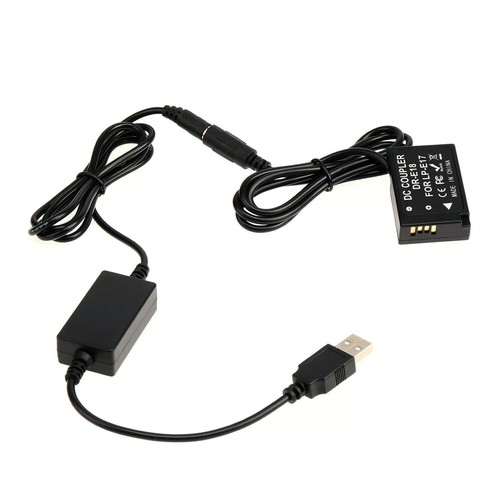 DR-E18 DC Coupler LP-E17 Dummy Battery+USB Power Cable For Canon EOS RP 77D 250D - Zdjęcie 5 z 6