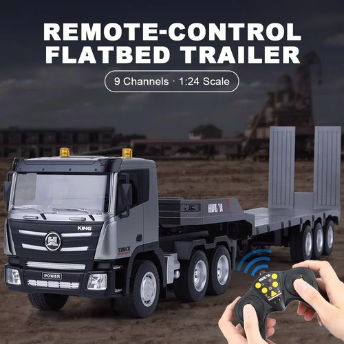 Remolque de construcción de automóviles de control remoto 1:24 RC Flat Truck Toy 1318 2,4G 9 canales - Imagen 9 de 14