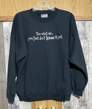 Hanes Ultimate Cotton Printpro Vintage Crewneck Black Unisex Sz 3XL Sweatshirt