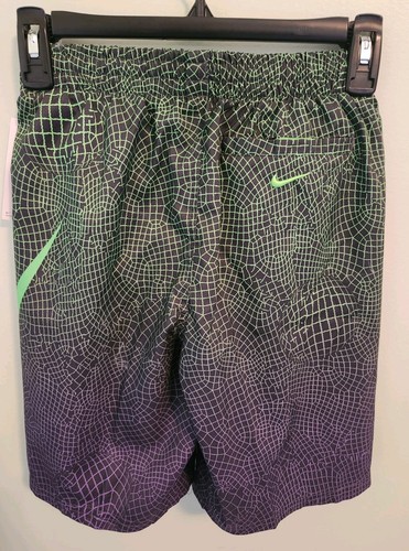 Nike Boys LARGE Half Sleeve Rash Guard & Swim Trunks Set Neon Green Black #OW25 - Picture 5 of 7