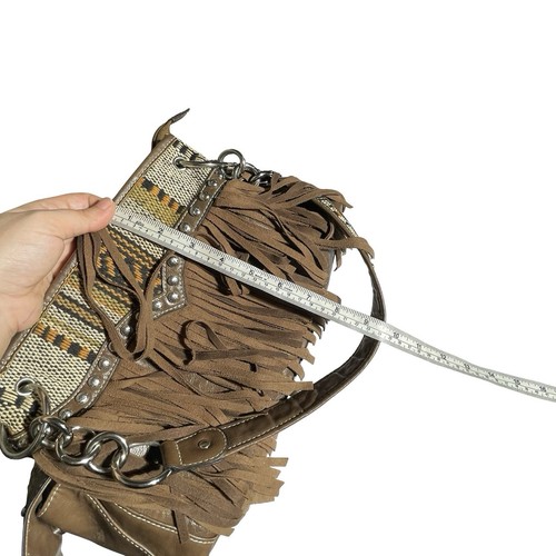 blazin roxx 2 handle purse side pockets brown blue rhinestone stud embellished - Picture 10 of 18