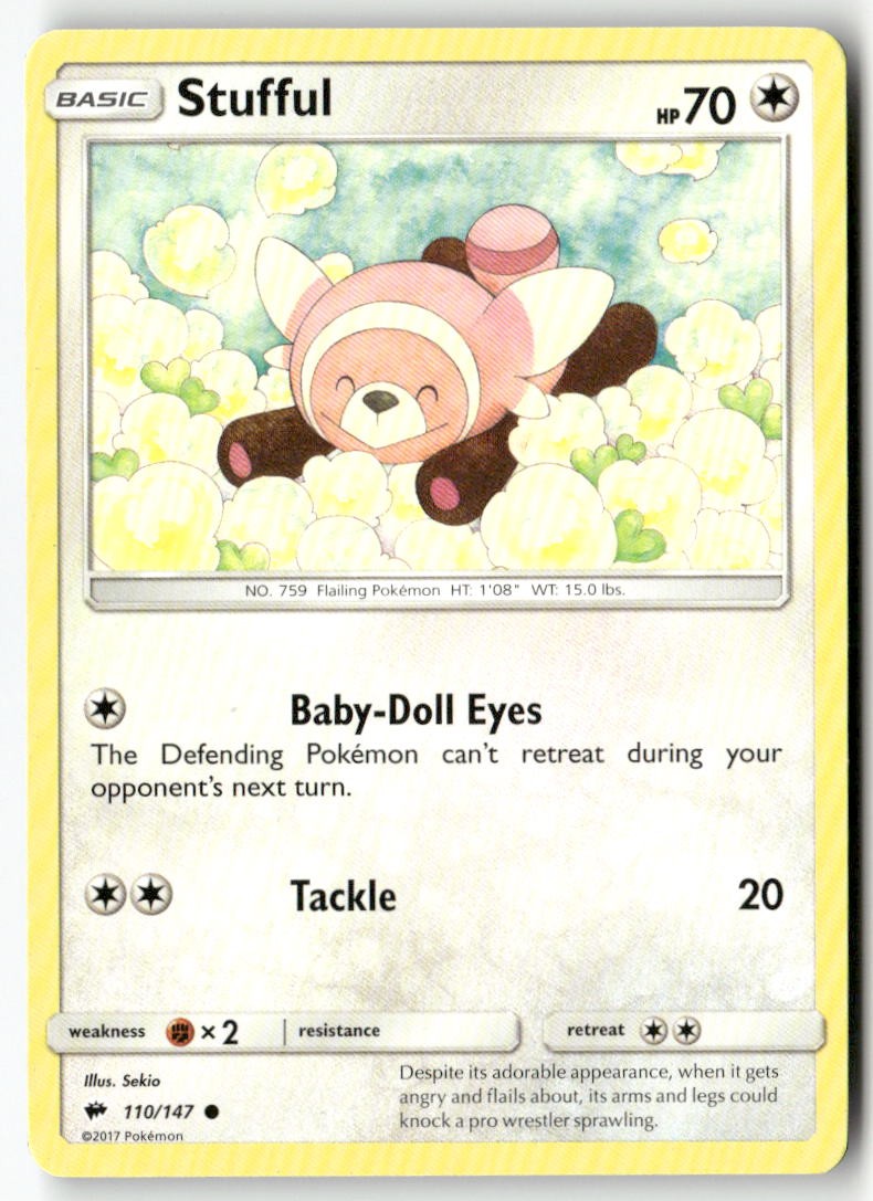 Stufful 110/147 Common Burning Shadows Pokemon Lightly Played
