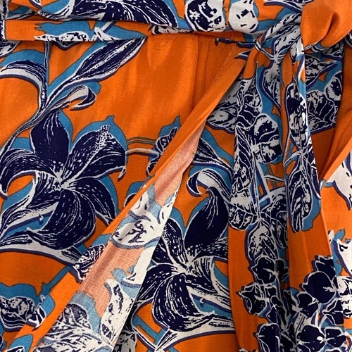 Cabi Calypso Paradise Maxirock Gr. XL orange marine Blumen vorne zum Binden Lagenlook - Bild 6 von 12
