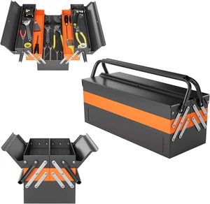 22-Inch Boîte à outils en métal - 3-Tier Organisateur portable avec poignée & Verrouillage du trou