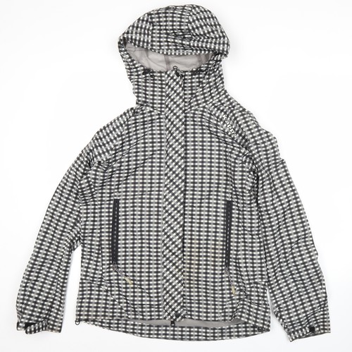 Kappa Damen-Regenjacke schwarz kariert mit Kapuze Größe 10