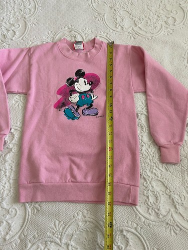 Vintage 80s 90s Disney Mickey Mouse Graphic Pink Crewneck Sweater Youth Large - Picture 15 of 15