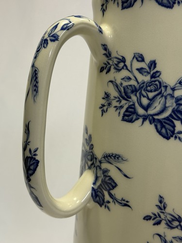 Staffordshire England ~ CROWN B BURSLEM PITCHER ~ Blue Roses Toile Pottery - Picture 7 of 21
