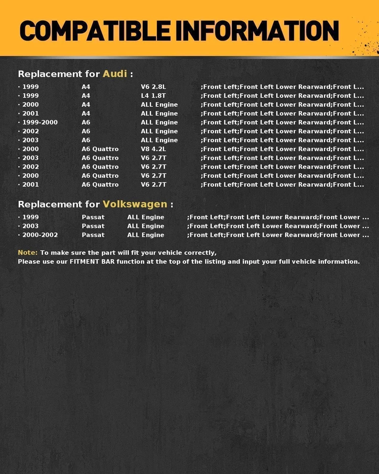 Kit de suspensión delantera de 12 piezas incluye brazos de control para Volkswagen Passat 1999-2003 Foto 2 de 4