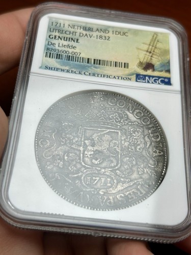 1711 Netherland 1 Ducaton De Liefde Shipwreck NGC Graded Beautiful UNC Details - Picture 4 of 7