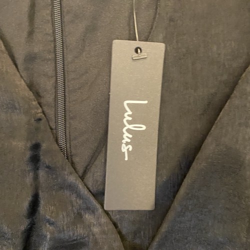 Lulus Women's Midi Dress Size S Black Satin Wrapped Up V-Neck Flutter Sleeve NWT - Imagen 20 de 24