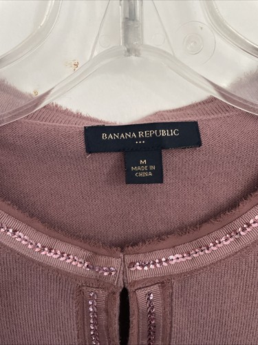 Cárdigan suéter Banana Republic para mujer talla MEDIANA púrpura lentejuelas - Imagen 2 de 4