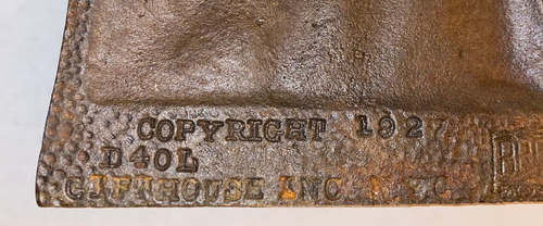 Antikes Gifthouse NYC 1927 romantisches Paar Gusseisen Buchstütze Statue 6,5" Deko - Bild 10 von 12