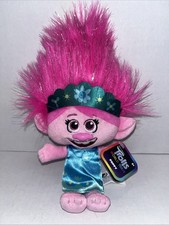 Trolls World Tour Poppy Plush 9  Doll W Blue/Green Dress  Headband ,New W/Tag