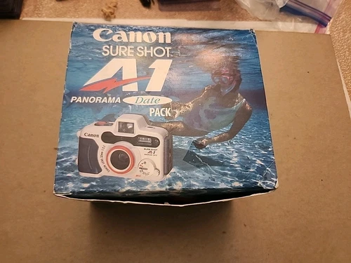 Canon Sure Shot A-1 35mm Camera Waterproof + Strap + Manual- Original Box WORKS!