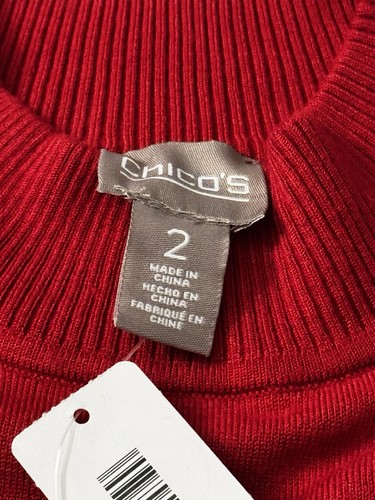 Chico's Addison Pullover Rojo rot Stehkragen L/S lässig Lagenlook Gr. 2 Neu mit Etikett - Bild 7 von 11