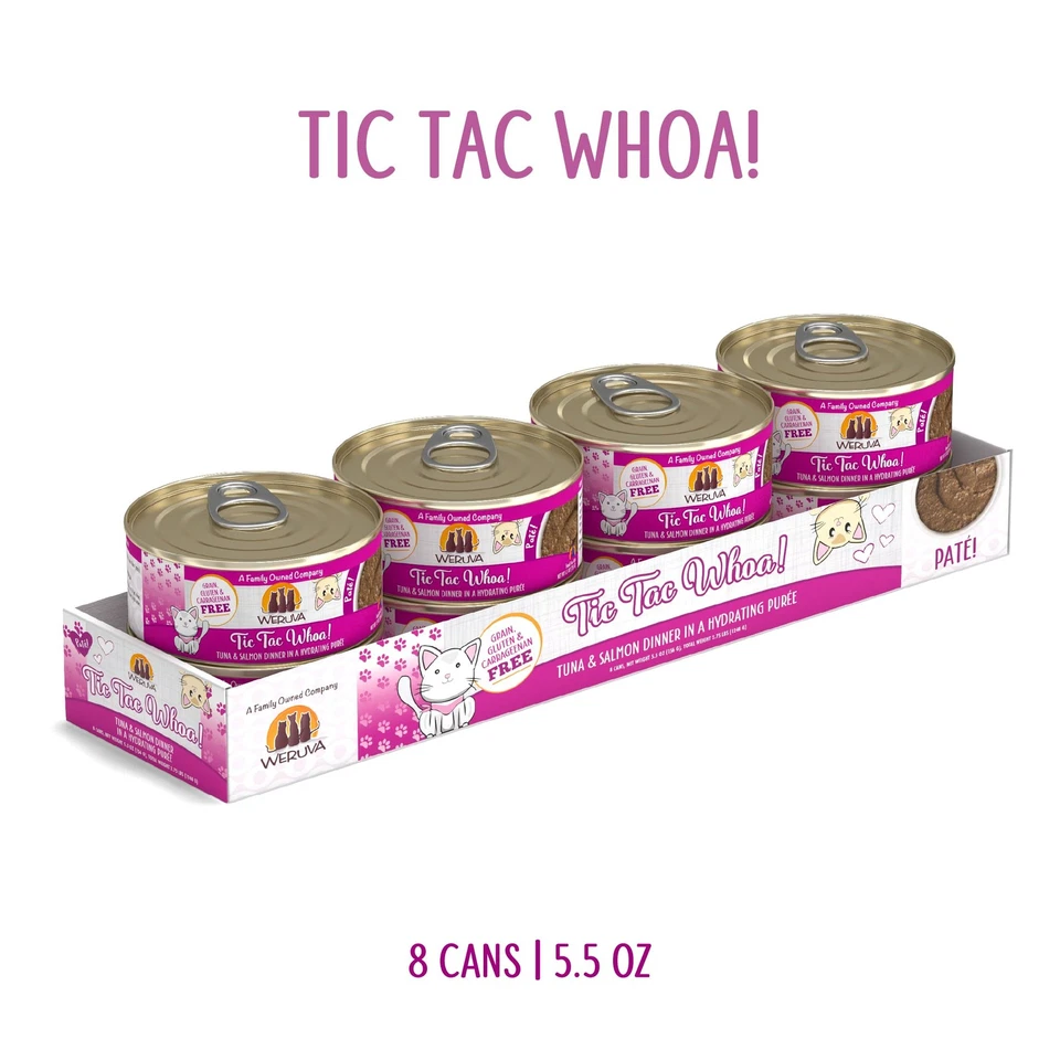 Weruva Tic Tac Whoa Pate 5.5 Ounce Pack Of 8 Tuna Salmon Grain Free Cat Food - Image 2 of 4