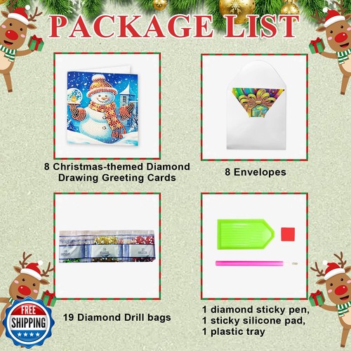 SUUYOO 12er Pack Weihnachtsmalsets, 5D Diamant Grußkarte, DIY Weihnachten - Bild 3 von 5