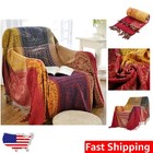Boho Chenille Sofa Cover 86x102" Tribal Jacquard Throw Blanket Cozy