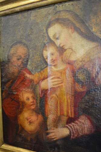 antico dipinto olio su tela " Sacra Famiglia " epoca primi  '700 piemontese - Bild 21 von 24