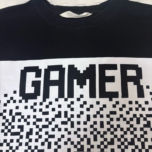 H&M Black Jumper Gamer Logo Print Kids Youth Size 10-12 - Picture 3 of 9