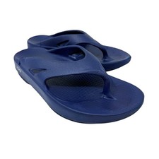 Oofos Navy Blue Thong Recovery Sandals Women's Size 10 EUC Machine Washable