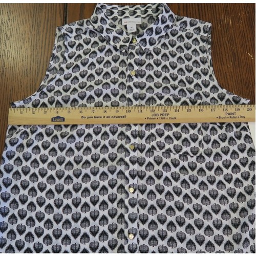Liz Claiborne Damen ärmellose Bluse mit Federprint M weiß/schwarz NEU Knopfleiste - Bild 4 von 8